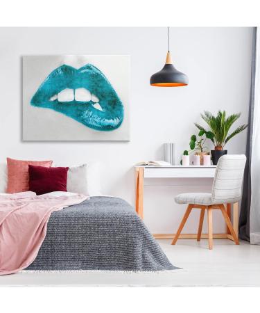 Stupell Industries Modern Blue Fashion Lip Bite Canvas Wall Art 48x36 - Designed by Sarah McGuire - Buy Online on GoSupps.com