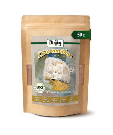 Biojoy Biojoy Organic Lion's Mane Powder (50 g) Lion's Mane Hedgehog Hydnum dried and finely ground (Hericium erinaceus L.)