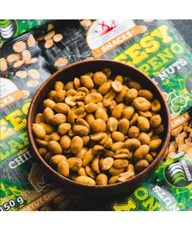 Poppamies Peanuts with jalapeno and cheese - Spicy nuts are a great choice for snacking - Gluten free - Spicy: Medium - 150g - Buy Online on GoSupps.com