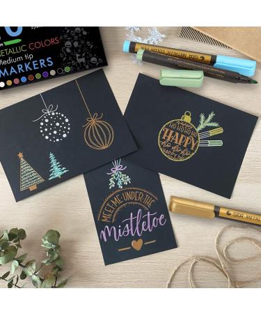 Metallic Marker Pens Set - 10 Colors for Black Paper, Rock Painting, Scrapbooking, DIY Crafts | Medium Tip Paint Markers for Ceramics, Glass, Photo Albums & More - Buy Online on GoSupps.com