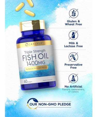 Carlyle Triple Strength Omega 3 Fish Oil | 1400mg | 60 Softgels | Non-GMO Gluten Free Supplement - Buy Online on GoSupps.com