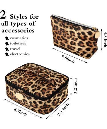 2 Pack Leopard Print Makeup Bags - Portable Toiletry Pouch for Women & Girls | Perfect Travel Cosmetic Bag - Buy Online on GoSupps.com