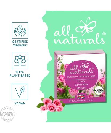 All Naturals Soap Natural & Organic Vegan with Soothing Jojoba Rosehip Shea Butter Cocoa Butter for Children and Sensitive Skin 100g (Rose Blossom) - Buy Online on GoSupps.com