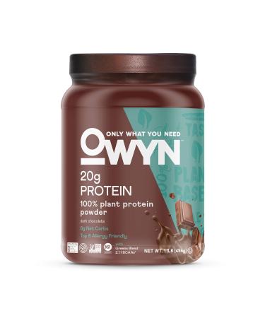 OWYN Only What You Need Plant-Based Protein Powder, Dark Chocolate, 1.17 lbs Chocolate 1.1 Pound (Pack of 1)