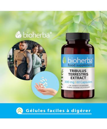Tribulus Terrestris 300 mg - 60 Capsules: Powerful Boost for Men and Women Erection and Vitality Enriched with Zinc by BIOHERBA - Buy Online on GoSupps.com