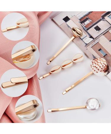 Faux Pearl Hair Clips Set - 12 Pieces Shell Barrettes for Women and Girls - Buy Online on GoSupps.com