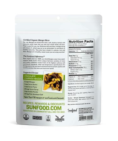 Buy Sunfood Raw Organic Mango Slices 8 oz - Premium Dried Fruit Snack - Buy Online on GoSupps.com