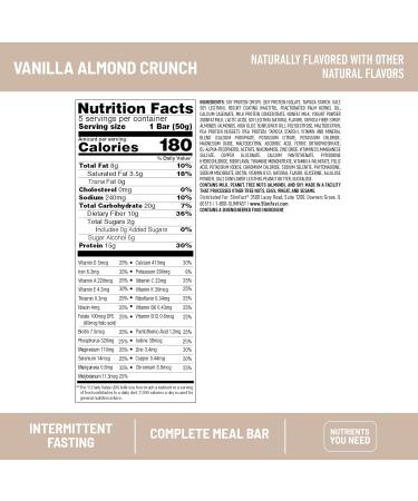 SlimFast Intermittent Fasting Protein Bars - Vanilla Almond Crunch 5 Bars (Pack of 1) - Buy Online on GoSupps.com