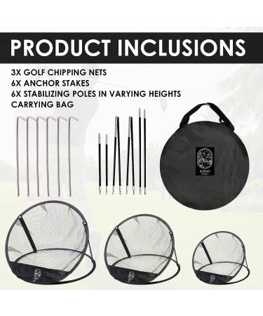 Golf Chipping Net with 3 Targets - Portable Backyard Practice Swing Game and Golfing Accessories in Black - Buy Online on GoSupps.com