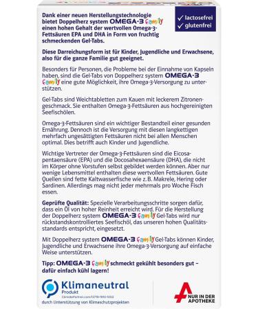 Doppelherz System Omega-3 Family Gel Tabs | 180 mg DHA for Brain Health | 120 Lemon Gel Tabs (2 Pack) - Buy Internationally - Buy Online on GoSupps.com