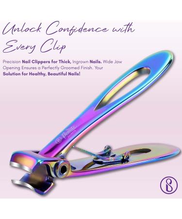 Beaut Secrets Luxury 15mm Wide Jaw Opening Nail Clippers for Thick Nails Fingernails and Toenails Clippers for Ingrown Toenails Oversized (Nail Clipper) (Rainbow) - Buy Online on GoSupps.com
