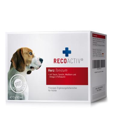 Recoactive Heart Tonic for Dogs 3 x 90 ml supplementary feed for cardiac dysfunction and prophylaxis with L-carnitine taurine omega-3 fatty acids and hawthorn