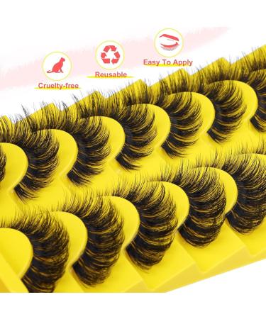 Cat Eye Lashes D Curl Russian Strip Lashes 17mm Fluffy False Eyelashes Clear Band Eyelashes Dramatic Faux Mink Lashes (Black (8 pairs)) - Buy Online on GoSupps.com