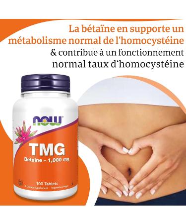 Now Foods TMG (Trimethylglycine) 1 000 mg 100 Vegan Tablets Lab Tested High Dose Betaine Gluten Free Soy Free Vegetarian - Buy Online on GoSupps.com