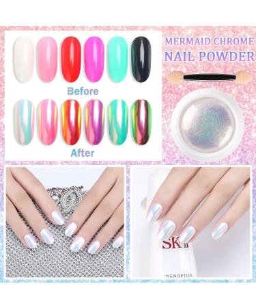 Neon Pearl Chrome Nail Powder | Mermaid Aurora Iridescent Fairy Glitter | Chameleon Manicure Pigment 0.2g - Buy Online on GoSupps.com