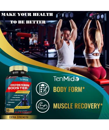 Testosterone Booster for Men - 10000MG Natural Stamina & Strength Supplement | Boost Energy & Performance - 60 Count - Buy Online on GoSupps.com