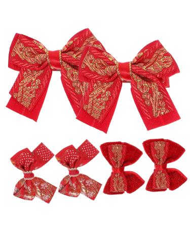 minkissy 3 Pairs Bow Hairpin Clip for Hair Asian Hair Pins Hanfu Hair Clip Traditional Chinese Hair Clips Hair Bow for Girl Christmas Bow Cute Hair Clip Baby Girl Flash Pair Clip Fabric