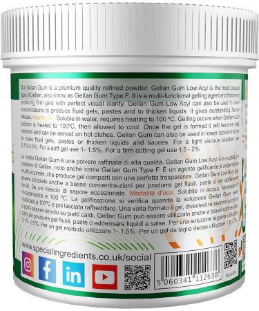 Special Ingredients Gellan Gum Low Acyl 500g Premium Quality Powder Non-GMO Gluten Free Recyclable Container Gellan Gum Low Acyl 500 g (Pack of 1) - Buy Online on GoSupps.com
