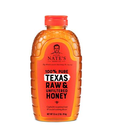 Nature Nate's 100% Pure Raw & Unfiltered Honey, 32 oz. Squeeze Bottle All-natural Sweetener, No Additives, Texas, 2 Pound (Pack of 1)