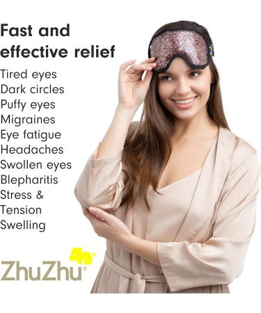 Zhu-Zhu Glitter Gel Hot & Cold Eye Mask - Therapeutic Soothing Relief for Migraines Sinus Pain Tension Headaches Allergies Puffy and Tired Eyes - Rose Gold Rose Gold Glitter - Buy Online on GoSupps.com