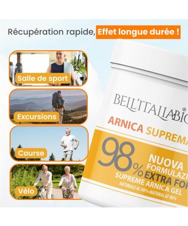 Arnica pour chevaux usage humain 98% Formule naturelle extra forte Arnica Gel Forte pour massages locaux 100% Made in Italy 2 x 550 ml BELL'ITALIABIO 2x550ml - Buy Online on GoSupps.com