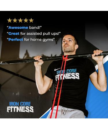 Pull Up Resistance Bands Set for Strength & Flexibility Training by Iron Core Fitness - Includes eBooks & Workout Chart - 4 Set in Purple Black Red Yellow - Buy Online on GoSupps.com