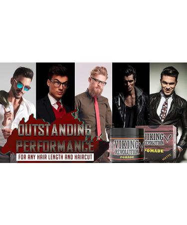 Viking Revolution Hair Pomade for Men - Medium Hold Matte Finish 4oz - New Formula, Water Based & Easy to Wash Out - Buy Online on GoSupps.com