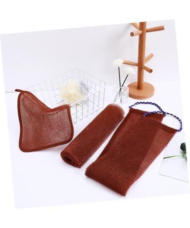 KOMBIUDA 1 Set Bath Towel Back Exfoliator Brush Back Scrubber Towel Bath Washcloth Loofah Strap Brown Nylon - Buy Online on GoSupps.com
