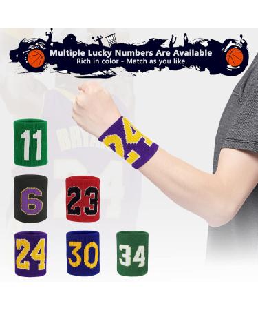 2-Pack Wrist Sweatbands Wrist Bands for Men & Women Basketball Star Lucky Number Absorbent Sweatbands for Tennis Football Running Athletic Gym Sports and Working Out (2 Colors) #30-SC - Buy Online on GoSupps.com