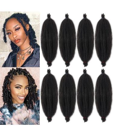 16 Inch Pre-Separated Springy Afro Twist Hair For Distressed Soft Locs 8 Packs Spring Twist Hair Natural Black Marley Twist Crochet Braiding Hair Hair Extension For Women(10 Strands/Pack 1B) 16 Inch (Pack of 8) 1B