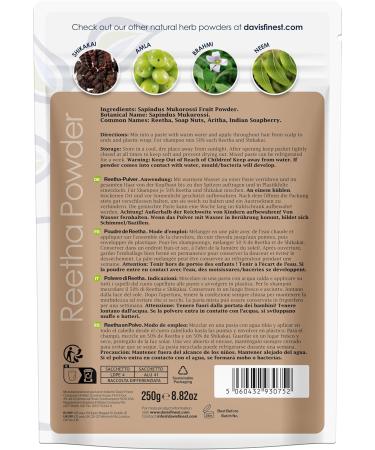 Davis Finest Organic Reetha Soap Nuts Powder 250g - Ayurvedic SLS-Free Shampoo for Deep Cleansing & Dry Itchy Scalp - International Shipping - Buy Online on GoSupps.com