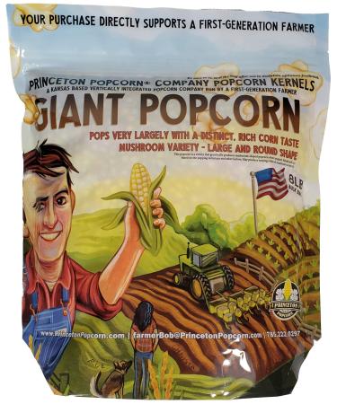 Mushroom Popcorn Kernels by Princeton Popcorn Farm Grown, Non GMO, Gluten Free UnPopped, Ball Shaped, Old Fashion Popcorn Pops Extra Large, Popping Corn for Air Popper & Stovetop 8lbs