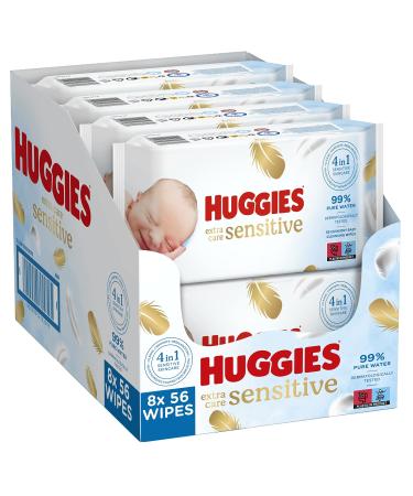 Huggies Pure Extra Care Sensitive Baby Wipes For the whole body 99% pure water Fragrance-free 8 x 56 wipes monthly box - Buy Online on GoSupps.com