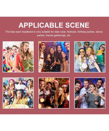 Lurrose Bear Ears Headband Fluffy Bear Ears Hairband Animal Ears Headwear for Makeup Washing Face Cosplay Party Pink White - Buy Online on GoSupps.com