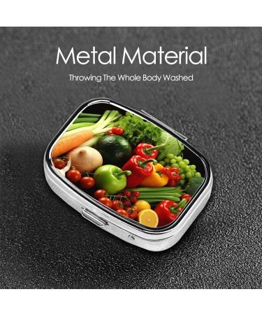 Shop Cute 2 Compartment Pill Box - Fresh Vegetables & Fruits Design Travel Organizer for Purse & Pocket - Buy Online on GoSupps.com