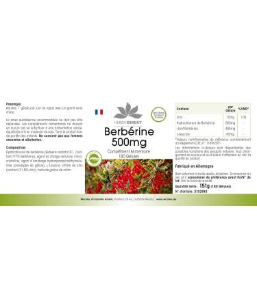 Berberine HCL with zinc 500mg - high dosage - vegan - 180 capsules | Warnke Vitalstoffe - Quality from German pharmacies - Buy Online on GoSupps.com