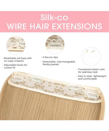 Silk-Co 40cm Hair Extensions - Smooth Synthetic Wire & Clip-In with Rubber Band | Adjustable Blonde & Dark Blonde Options - Buy Online on GoSupps.com