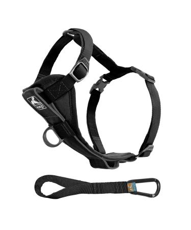 Kurgo Tru-Fit Smart Dog Harness With Padded Chest Panel and D-Ring Includes Car Seat Belt Size L Black