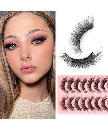 MilyBest 20mm Cat Eye False Eyelashes 10 Pairs - Fluffy Wispy D Curl Volume Natural Look Sets - Faux Mink A-Cat Eye Strip Lashes - Buy Online on GoSupps.com