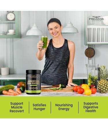 FREZZOR Superfood Raw Energy Powder - All-Natural Hemp Protein Amino Acids Antioxidants & Probiotics - 500g (50 Scoops) | International Shipping Available - Buy Online on GoSupps.com