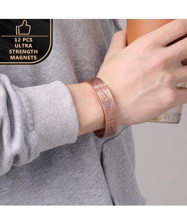 Jeracol Copper Magnetic Bracelet - Tree of Life Design | Adjustable Size | 100% Solid Copper Cuff Bangle with 12 Magnets | Gift Box Included - Buy Online on GoSupps.com