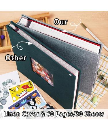 Large Self-Stick Scrapbook Photo Album with 60 Pages - Black Linen Hardcover - Magnetic Picture Book for Various Picture Sizes - Includes 10 Metallic Pens - 11x10.6inch - Buy Online on GoSupps.com