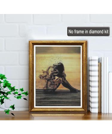 Jungobiu 5D Diamond Painting Kit - Lonely Sad Woman Sunset Beauty | Full Round Drill Crystal Rhinestone Embroidery for Home Wall Decor 12x16inch - Buy Online on GoSupps.com