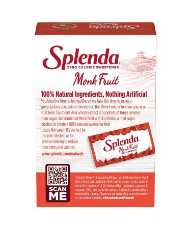 SPLENDA Naturals Monk Fruit Sweetener - 80 Count Packets | Zero Calorie Keto Sugar Substitute - Buy Online on GoSupps.com