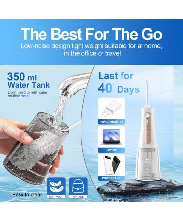 Water Dental Flosser - Cordless Oral Irrigator with 5 Modes 350ML Tank IPX7 Waterproof Portable & Rechargeable for Travel - Effective Teeth Cleaning Solutions - Buy Online on GoSupps.com