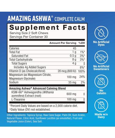 Force Factor Hair Growth Accelerator Capsules 90 Capsules + Amazing Ashwa Complete Calm Support with KSM-66 Ashwagandha Blueberry Pomegranate 60 Soft Chews - Buy Online on GoSupps.com
