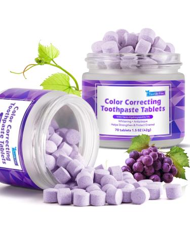 70PCS Purple Toothpaste Tablets | Toothpaste Tablets | Remineralizing Tablets with Nano-Hydroxyapatite (nHa) for Teeth Whitening Oral Care Natural Whitening Peppermint
