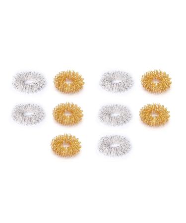 Chi-Enterprise Premium Massagering Set for the fingers |Anti stress - acupressure ring - anti -stress ring |Acupressure Ring - Anxiety Ring |10 rings (gold and silver large)