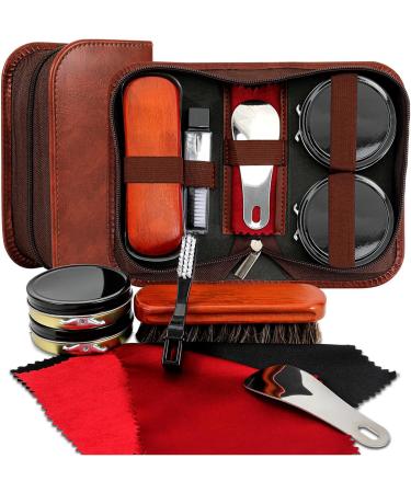 Wilbeva Leather Shoe Polish Kit - 7 in 1 Shoe Care Set for Men & Women | Shoe Shine Cleaner with Horsehair Bristle Dauber | Boot Cleaning and Care Set with Polish - Buy Online on GoSupps.com