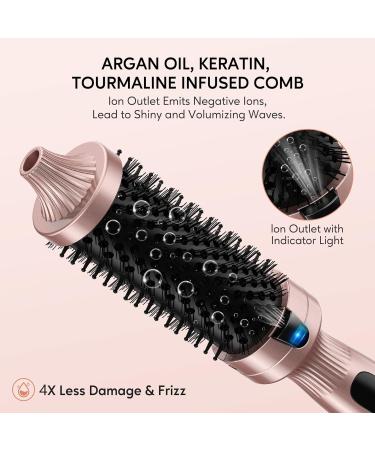 Terviiix 38MM Ceramic Tourmaline Ionic Curling Iron Brush - Volumizing Hot Brush for Root Volume & Loose Curls - Digital Display, 5 Temperatures, Dual Voltage - Rose Gold - Buy Online on GoSupps.com